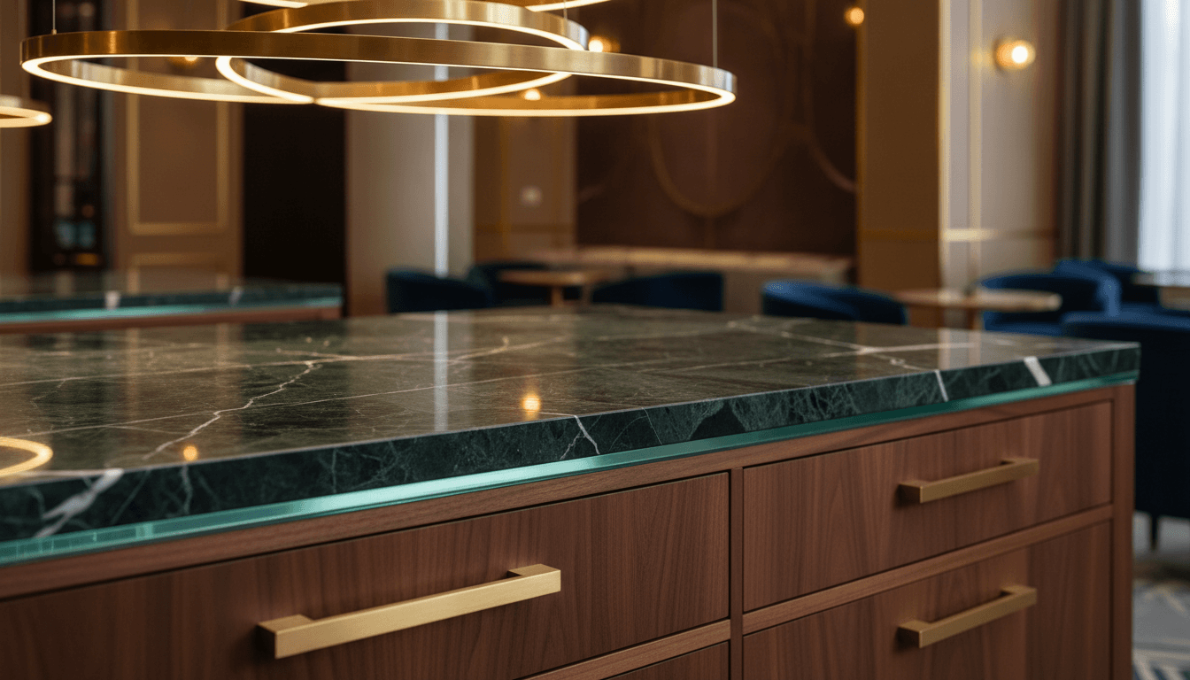 Premium finish details in completed commercial lounge