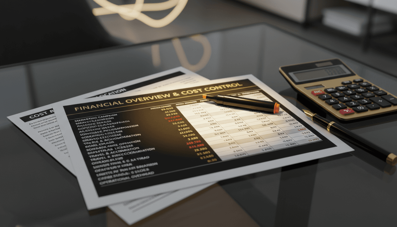 Budget tracking and cost control documentation